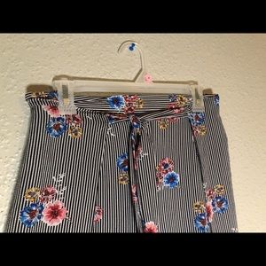 STRIPED FLORAL PANTS